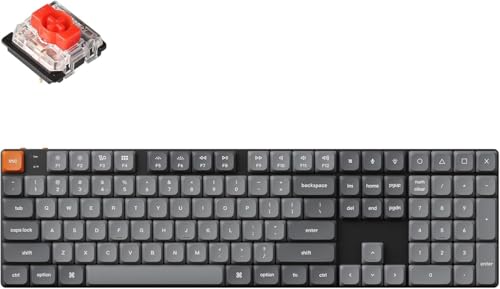 Keychron K5 MAX Ultra-thin Wireless Mechanical Keyboard, QMK/Via Programmable, 3 režīmi Bluetooth/2,4 GHz/Wireless ar RGB LED, zema profila Gateron Red Switch Hot-Swap, PBT taustiņi.